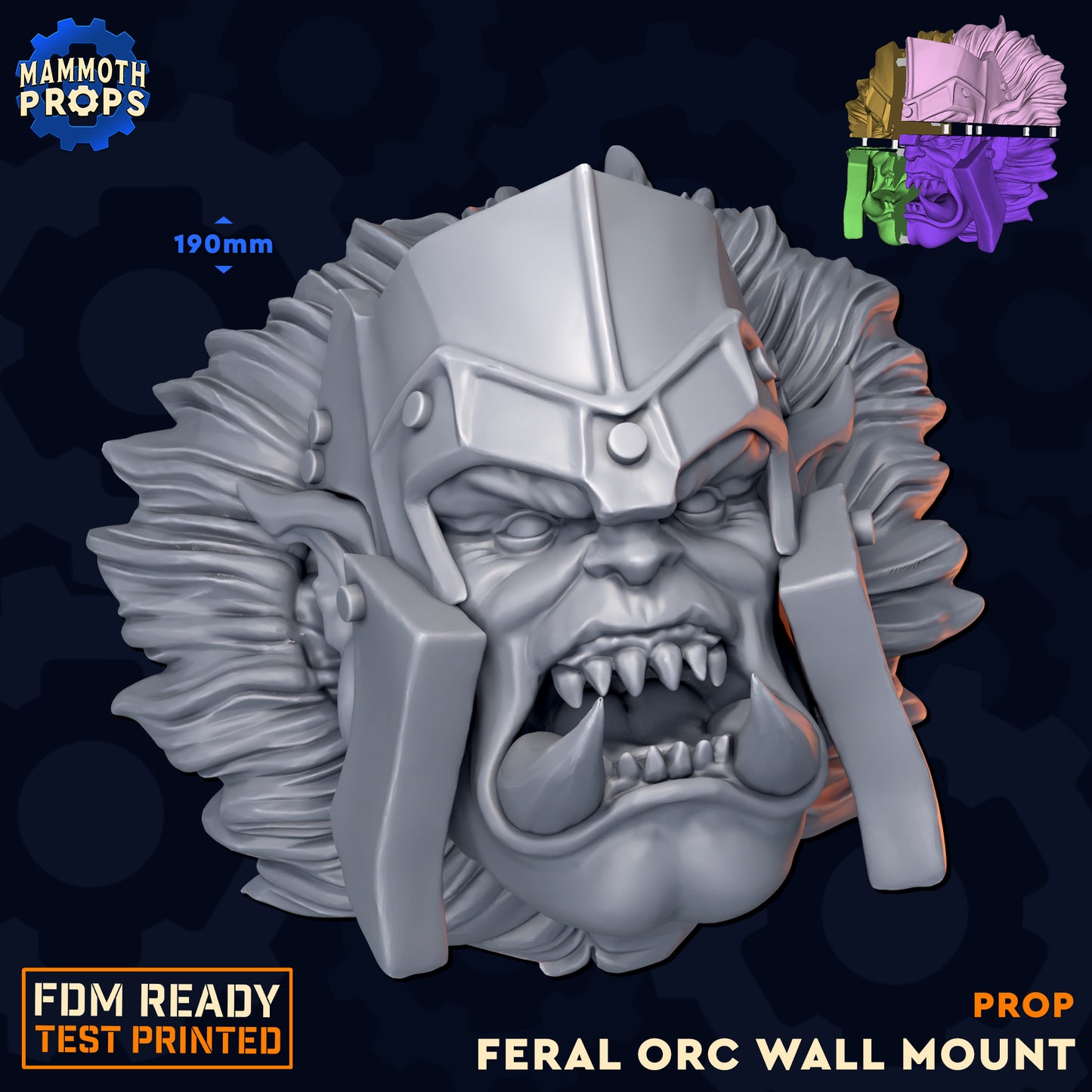 Feral Orc Head Trophy | Wall Mount