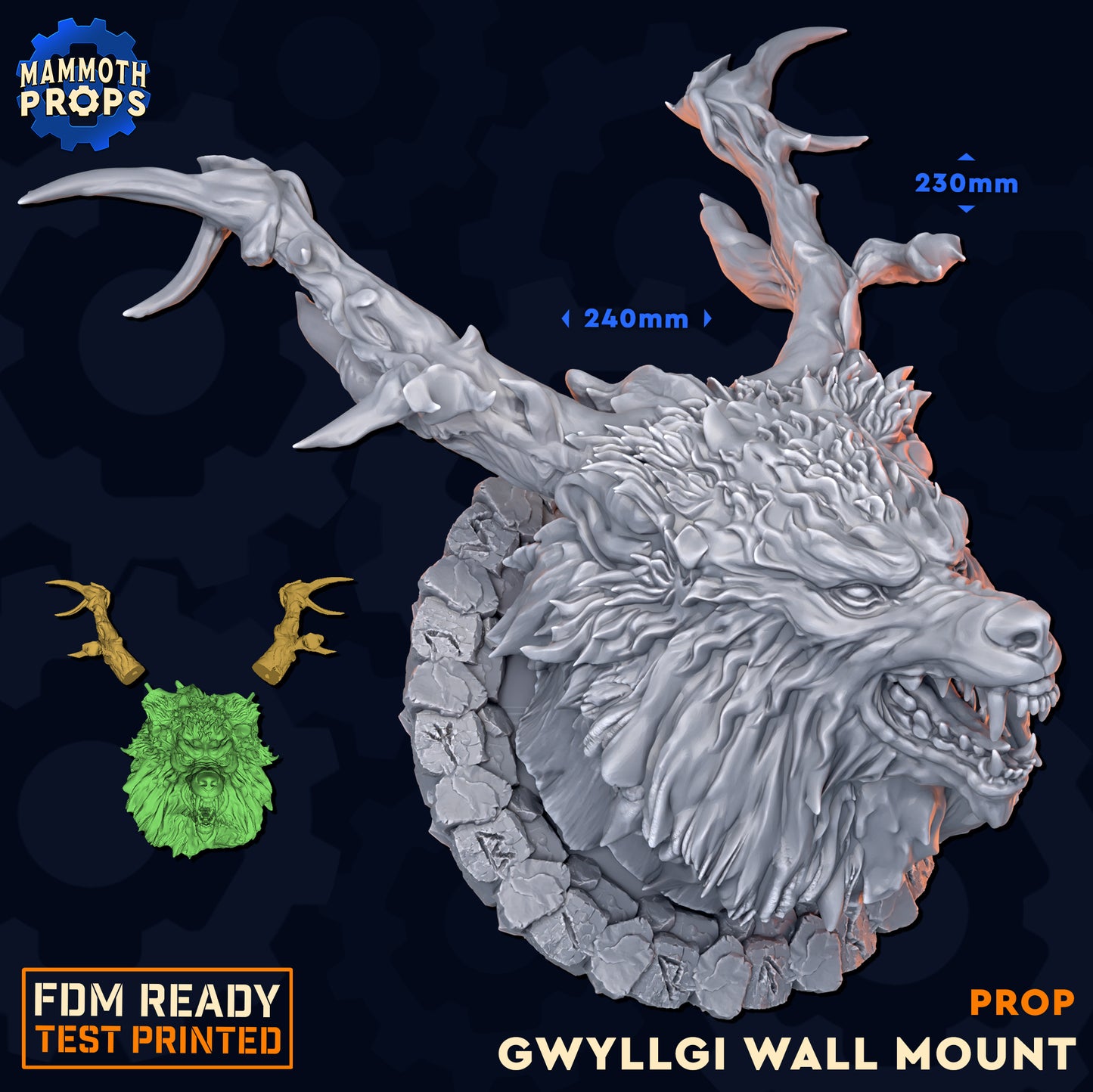 Gwyllgi Head Trophy | Wall Mount