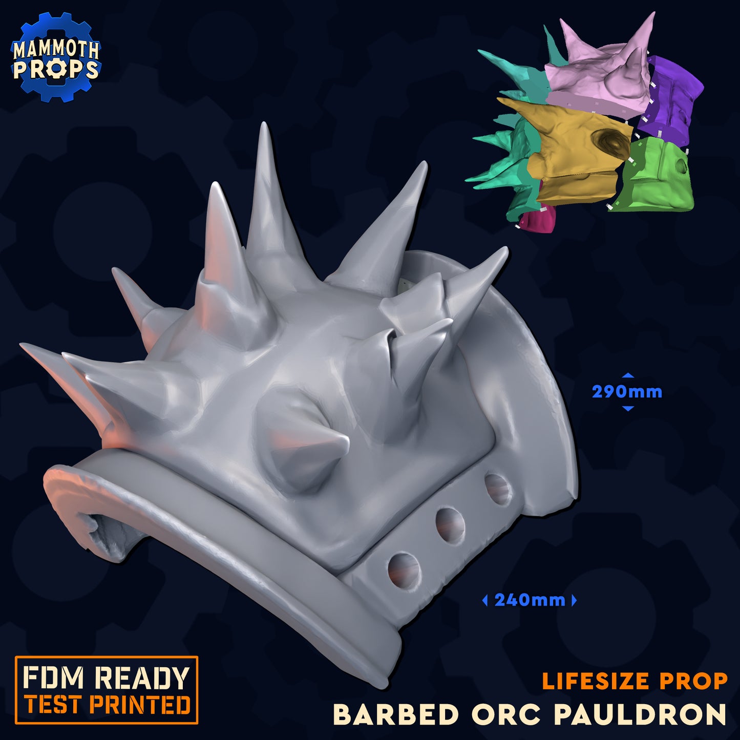 Barbed Orc Pauldron | Life-Size Prop