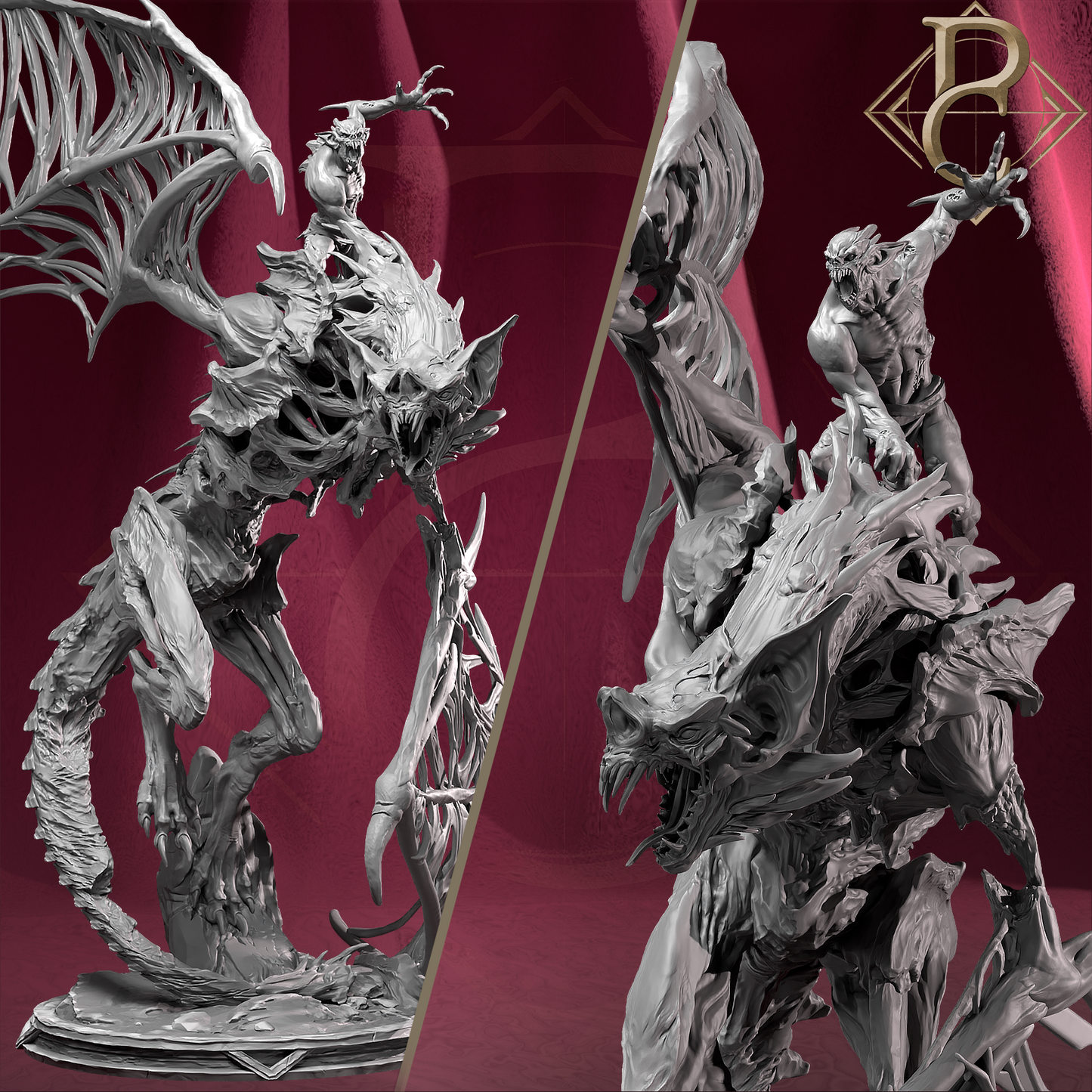 Zombie Dragon & Demon Rider Variant A | Miniature