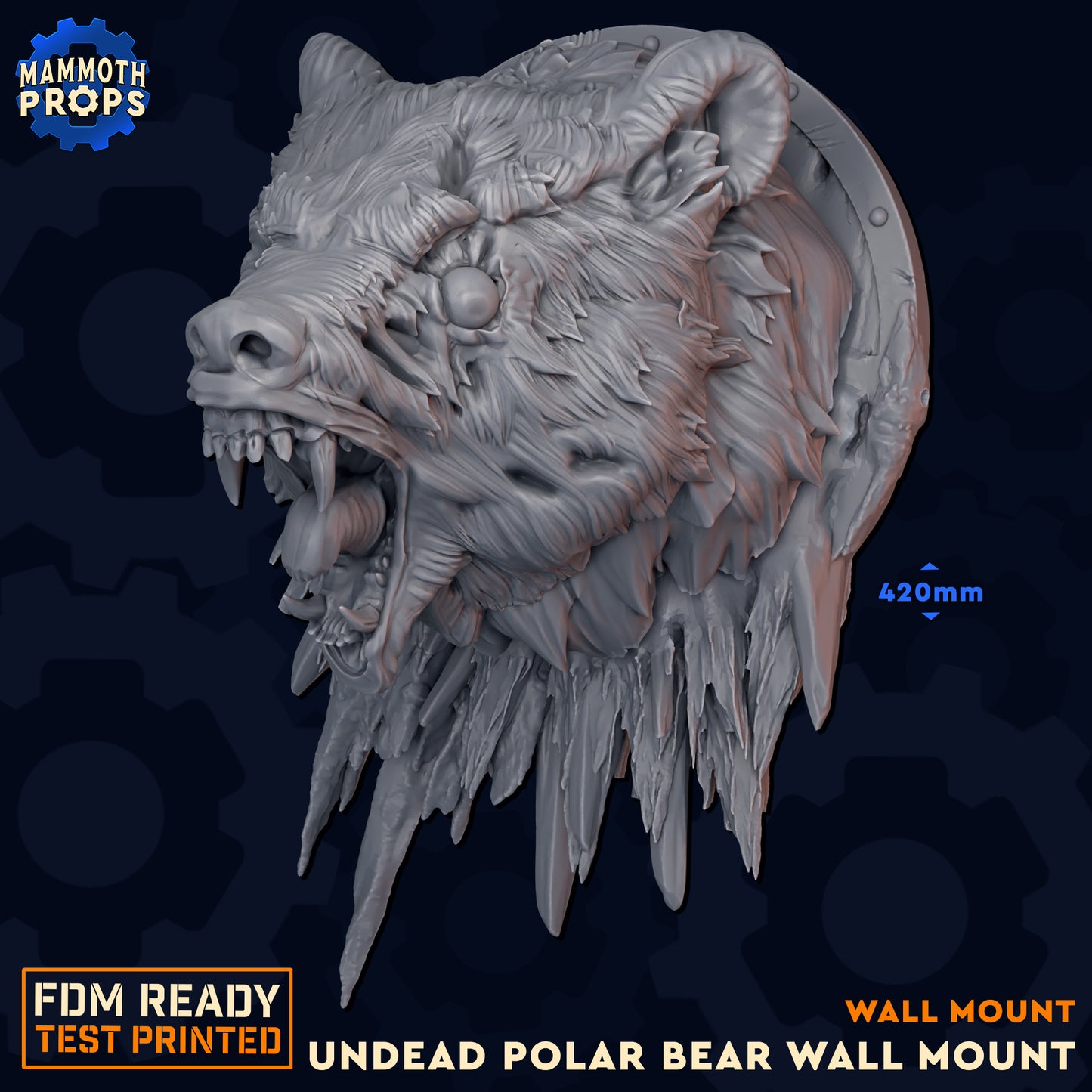 Undead Polar Bear Head Trophy | Wall Mount